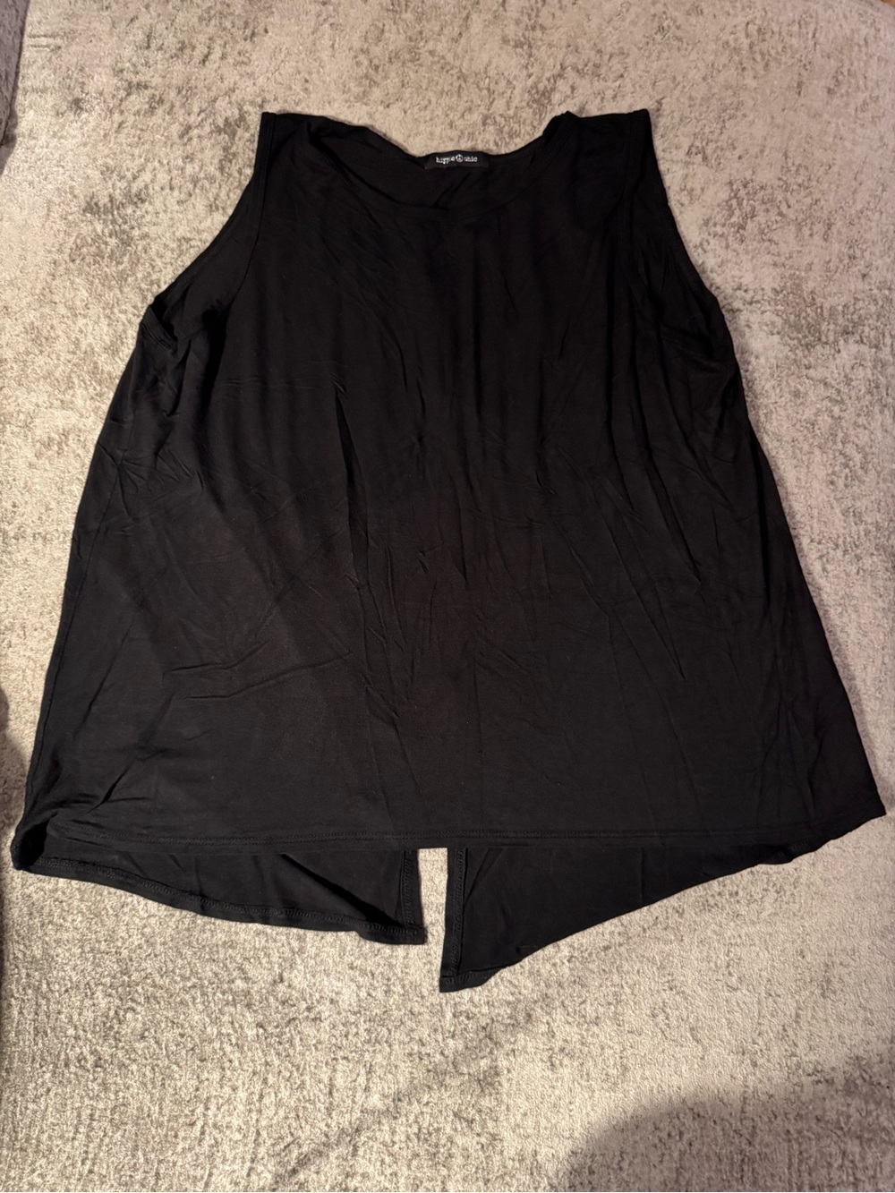 Hippie Chic Women’s Tank with Tulip Hem back in Black- XL